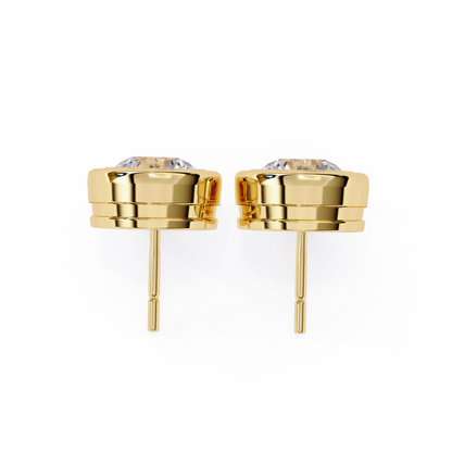 2.57ct Round Lab-Grown Diamond Bezel-Set Stud Earrings