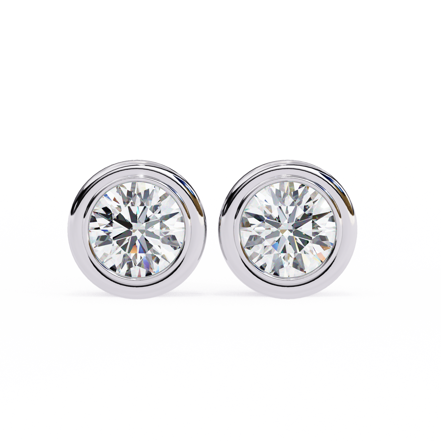 2.57ct Round Lab-Grown Diamond Bezel-Set Stud Earrings
