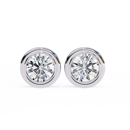 2.57ct Round Lab-Grown Diamond Bezel-Set Stud Earrings