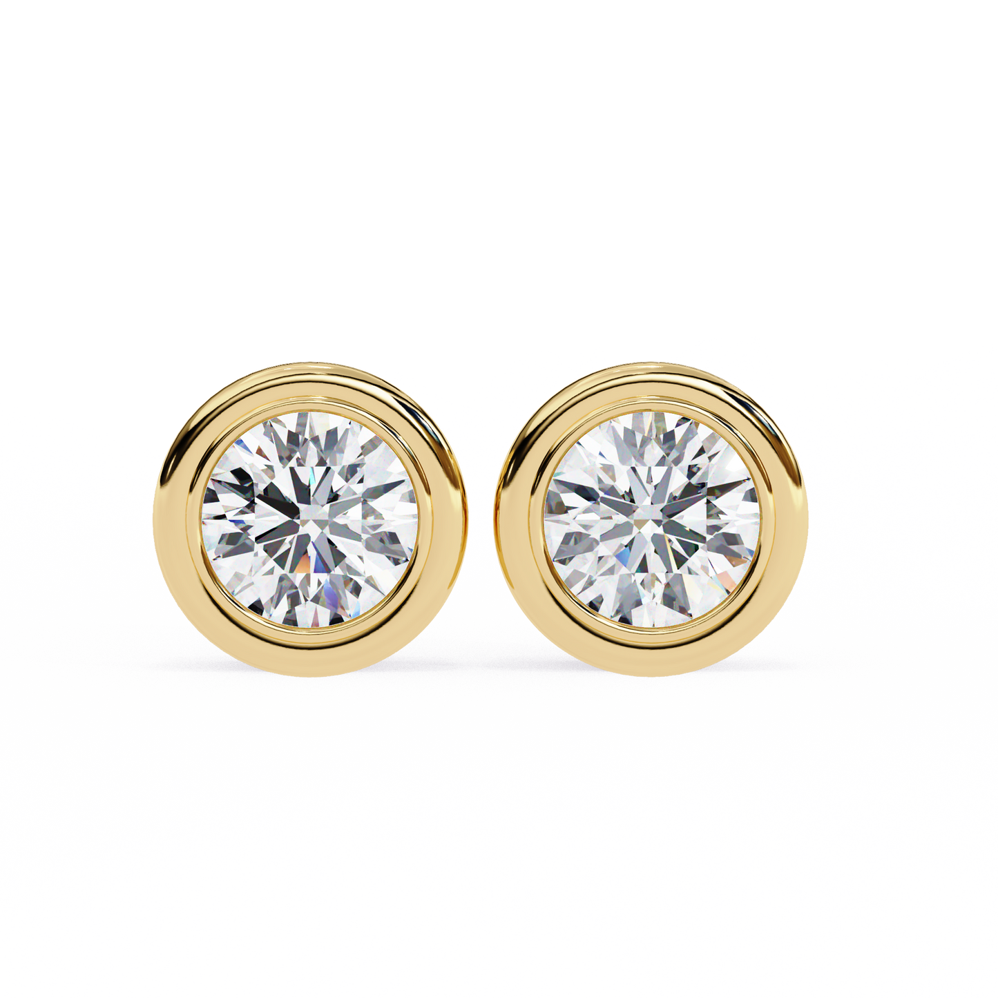 2.57ct Round Lab-Grown Diamond Bezel-Set Stud Earrings