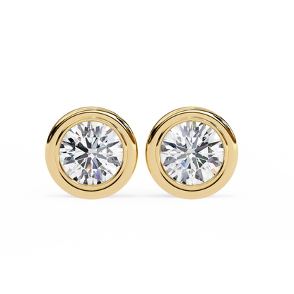 2.57ct Round Lab-Grown Diamond Bezel-Set Stud Earrings