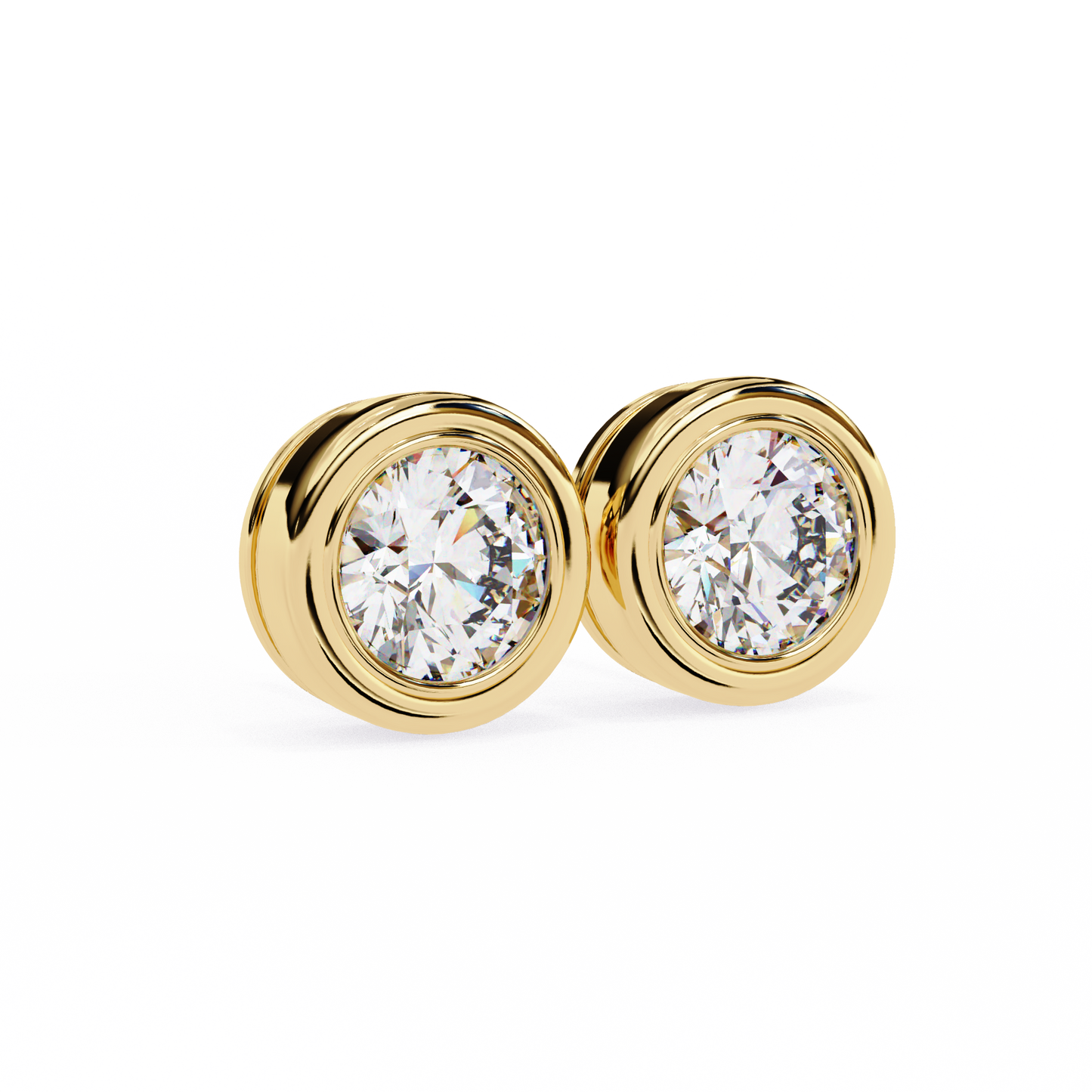 2.57ct Round Lab-Grown Diamond Bezel-Set Stud Earrings