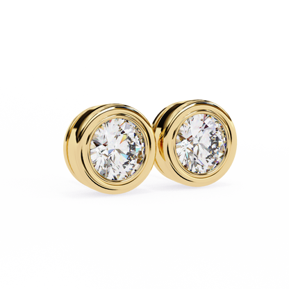 2.57ct Round Lab-Grown Diamond Bezel-Set Stud Earrings