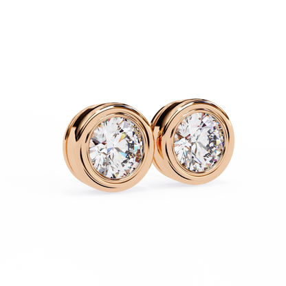 2.57ct Round Lab-Grown Diamond Bezel-Set Stud Earrings