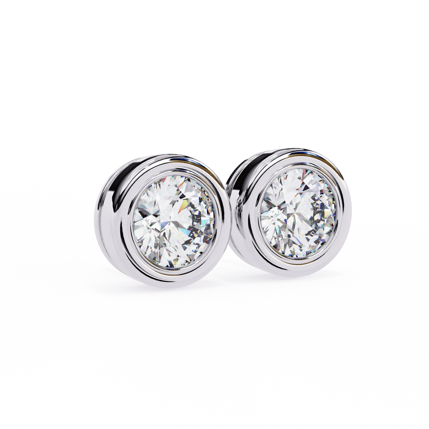 2.57ct Round Lab-Grown Diamond Bezel-Set Stud Earrings