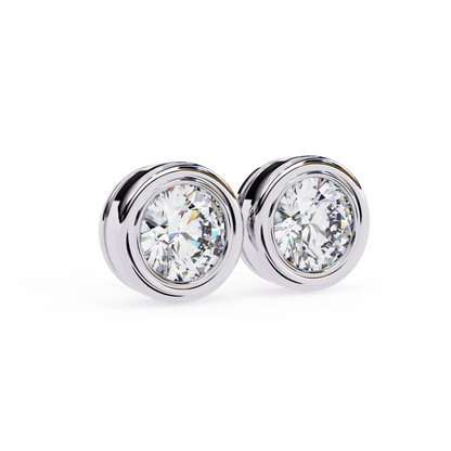 2.57ct Round Lab-Grown Diamond Bezel-Set Stud Earrings