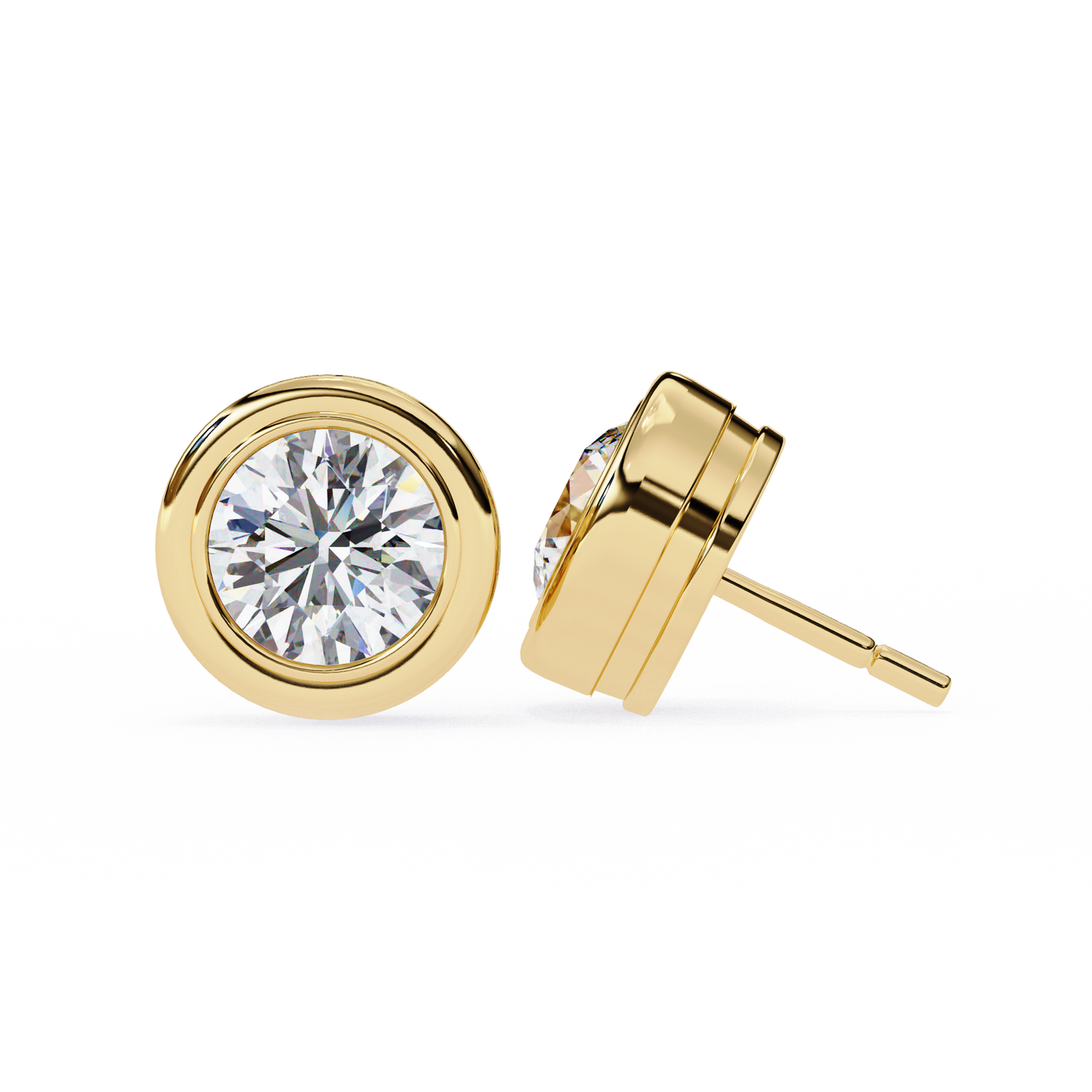 2.57ct Round Lab-Grown Diamond Bezel-Set Stud Earrings