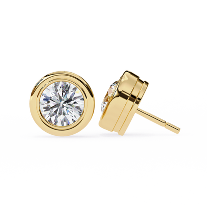 2.57ct Round Lab-Grown Diamond Bezel-Set Stud Earrings