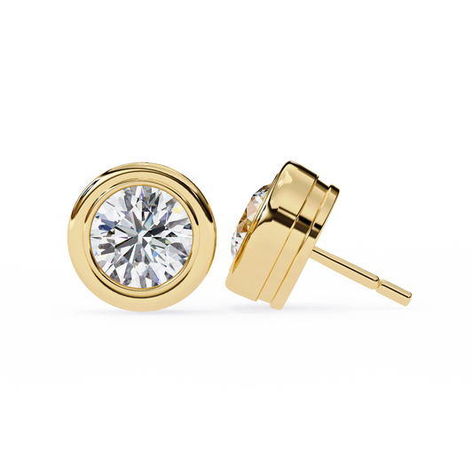 2.57ct Round Lab-Grown Diamond Bezel-Set Stud Earrings