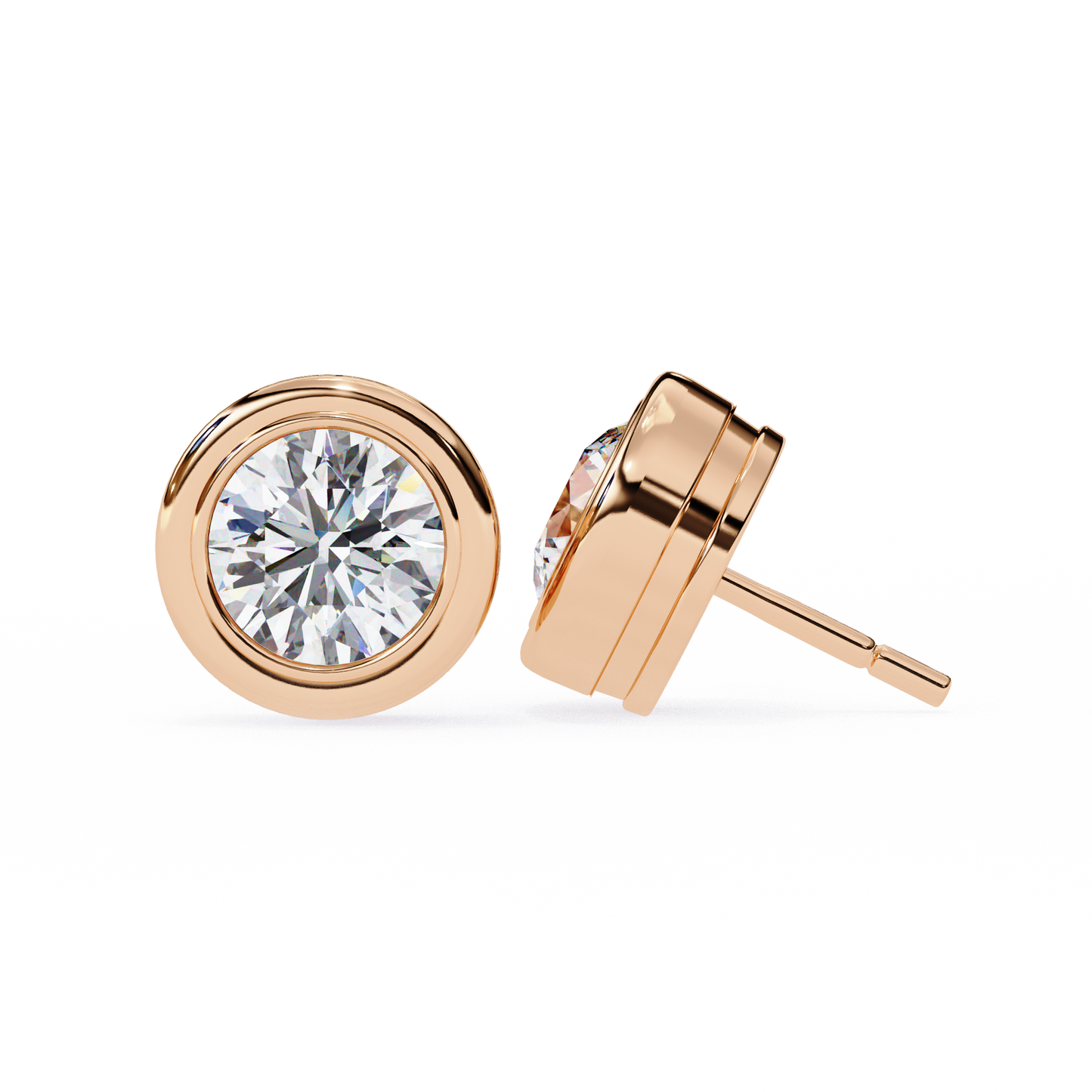 2.57ct Round Lab-Grown Diamond Bezel-Set Stud Earrings