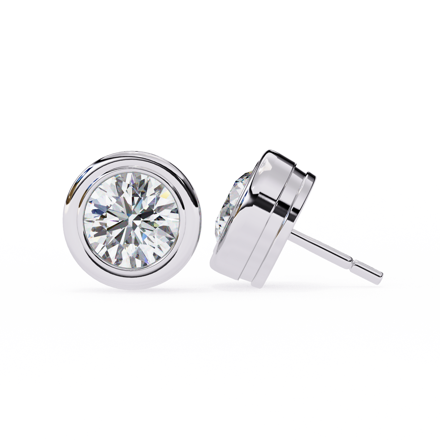 2.57ct Round Lab-Grown Diamond Bezel-Set Stud Earrings