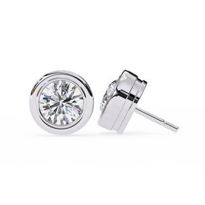 2.57ct Round Lab-Grown Diamond Bezel-Set Stud Earrings