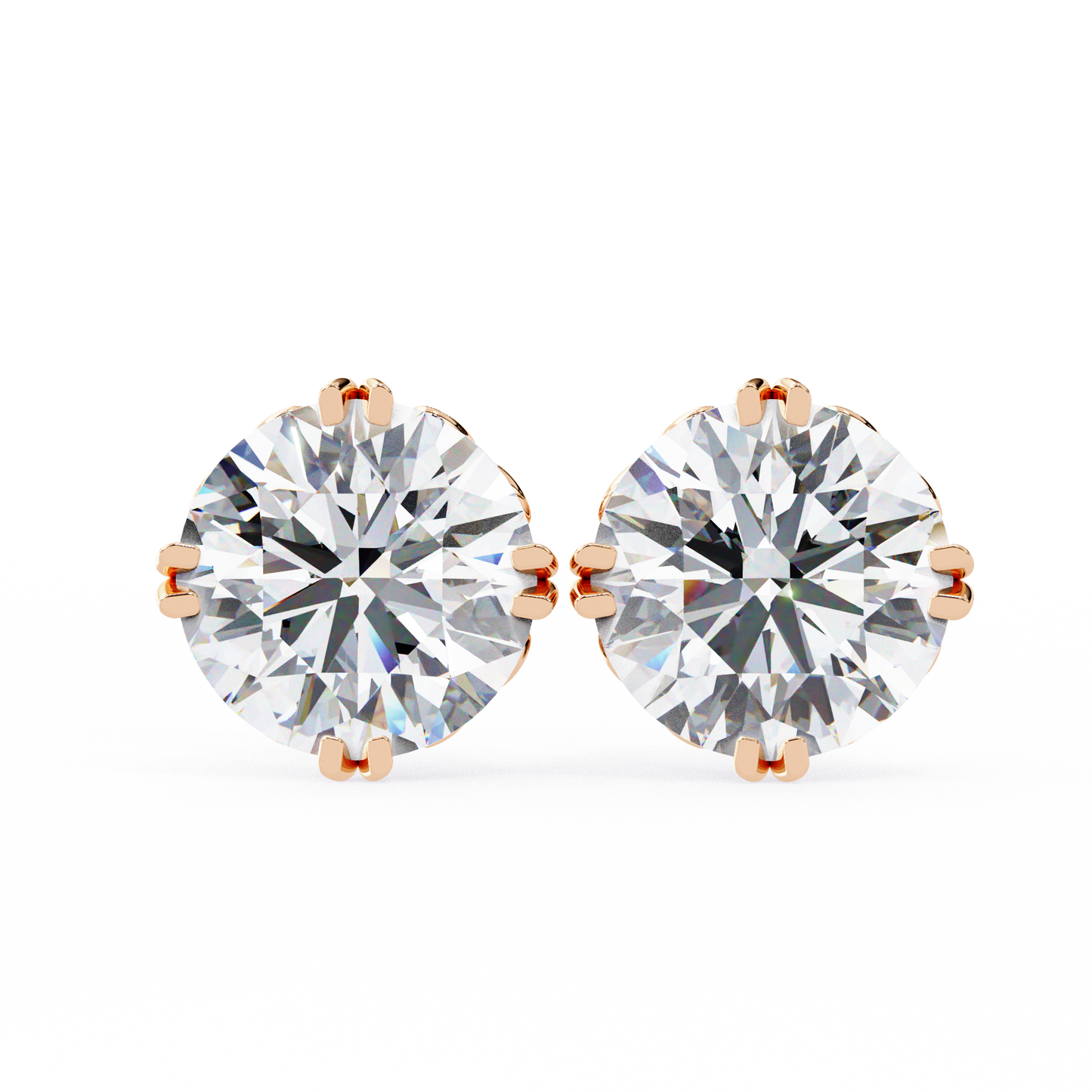 2.57ct Round Lab Diamond Studs – Signature Designer Prong Setting
