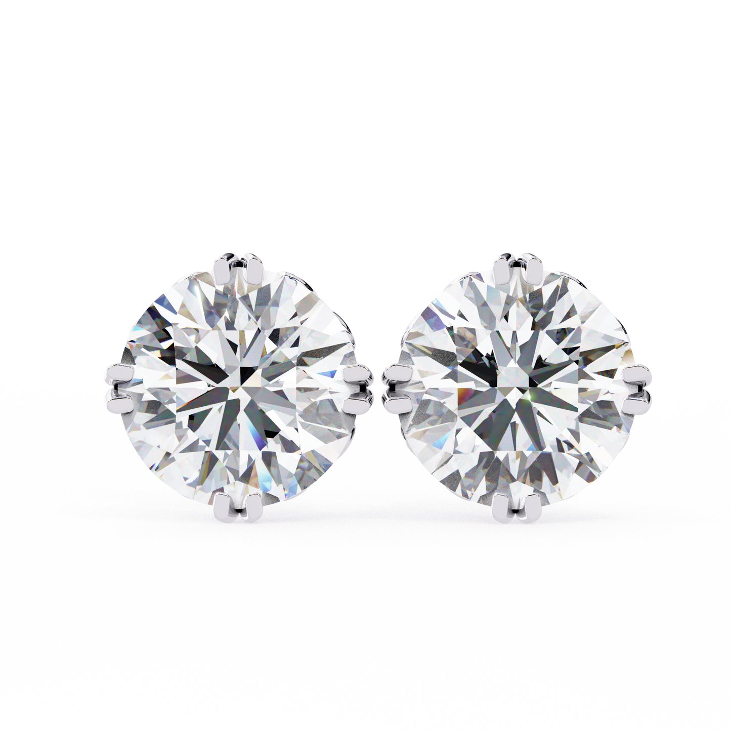 2.57ct Round Lab Diamond Studs – Signature Designer Prong Setting
