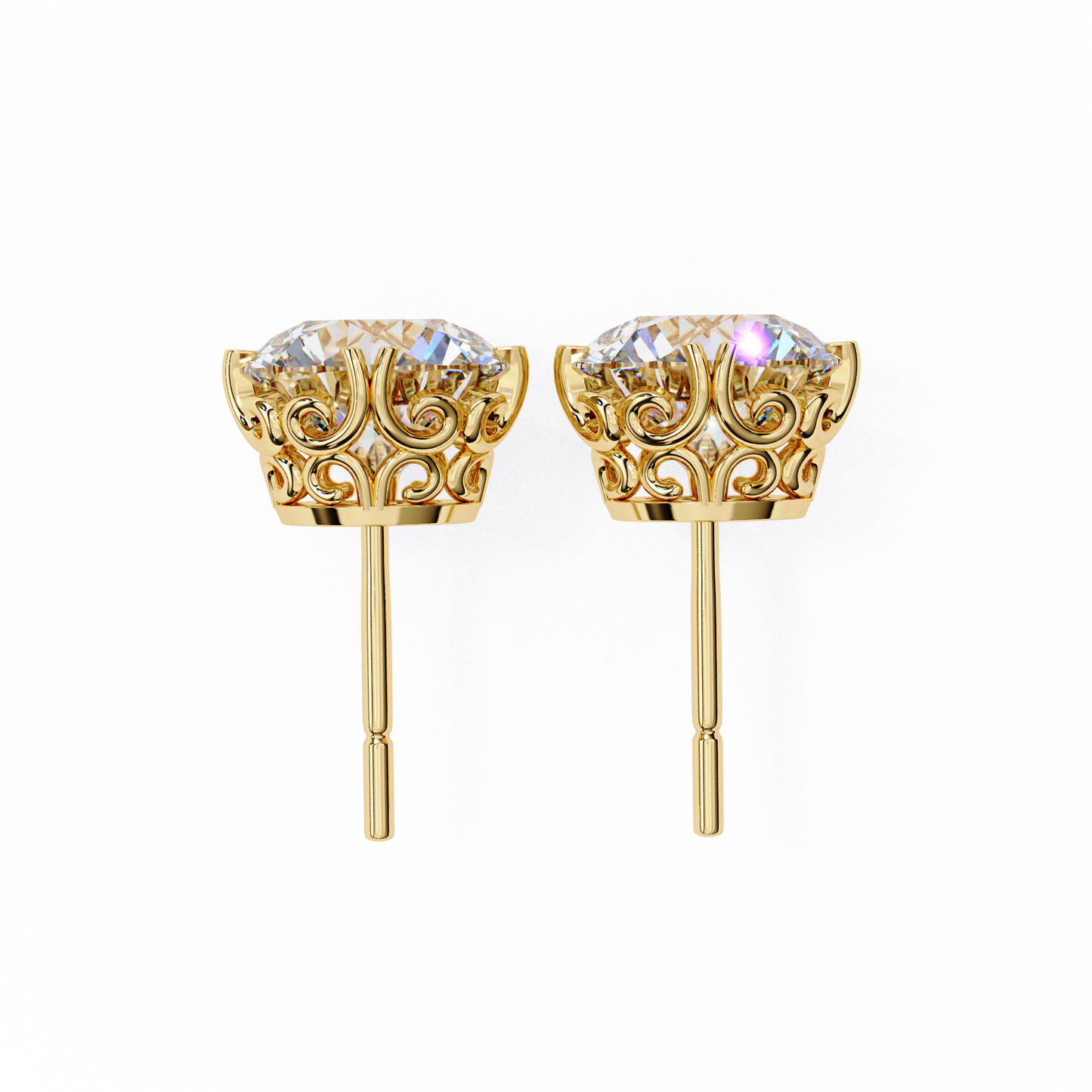 2.57ct Round Lab Diamond Studs – Signature Designer Prong Setting