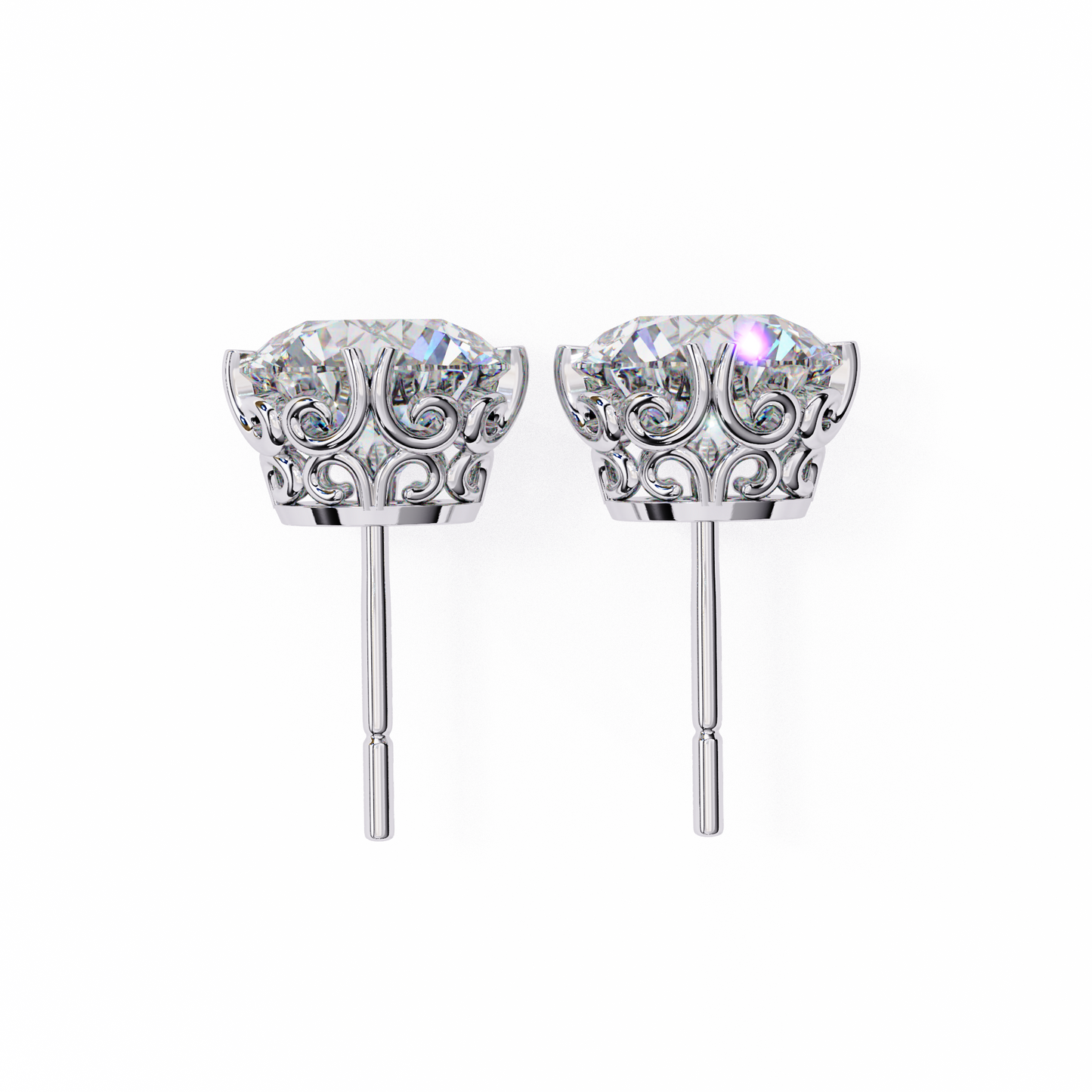2.57ct Round Lab Diamond Studs – Signature Designer Prong Setting