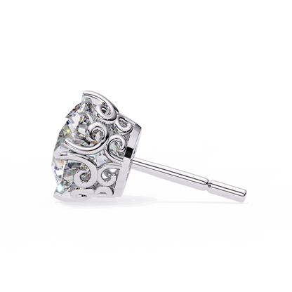 2.57ct Round Lab Diamond Studs – Signature Designer Prong Setting