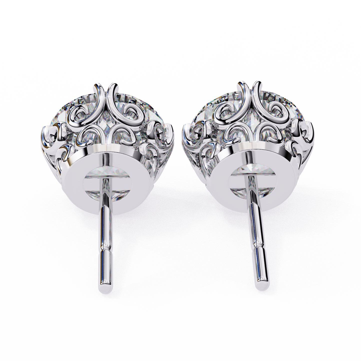 2.57ct Round Lab Diamond Studs – Signature Designer Prong Setting