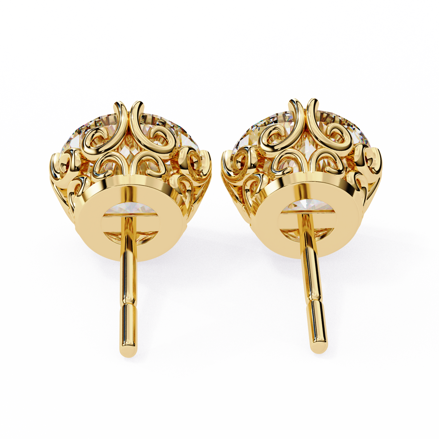 2.57ct Round Lab Diamond Studs – Signature Designer Prong Setting