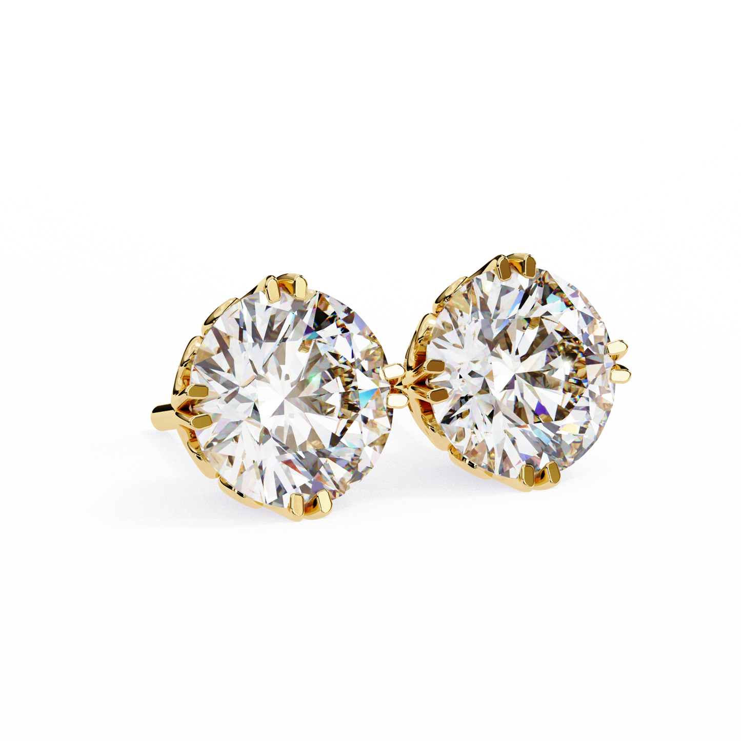 2.57ct Round Lab Diamond Studs – Signature Designer Prong Setting