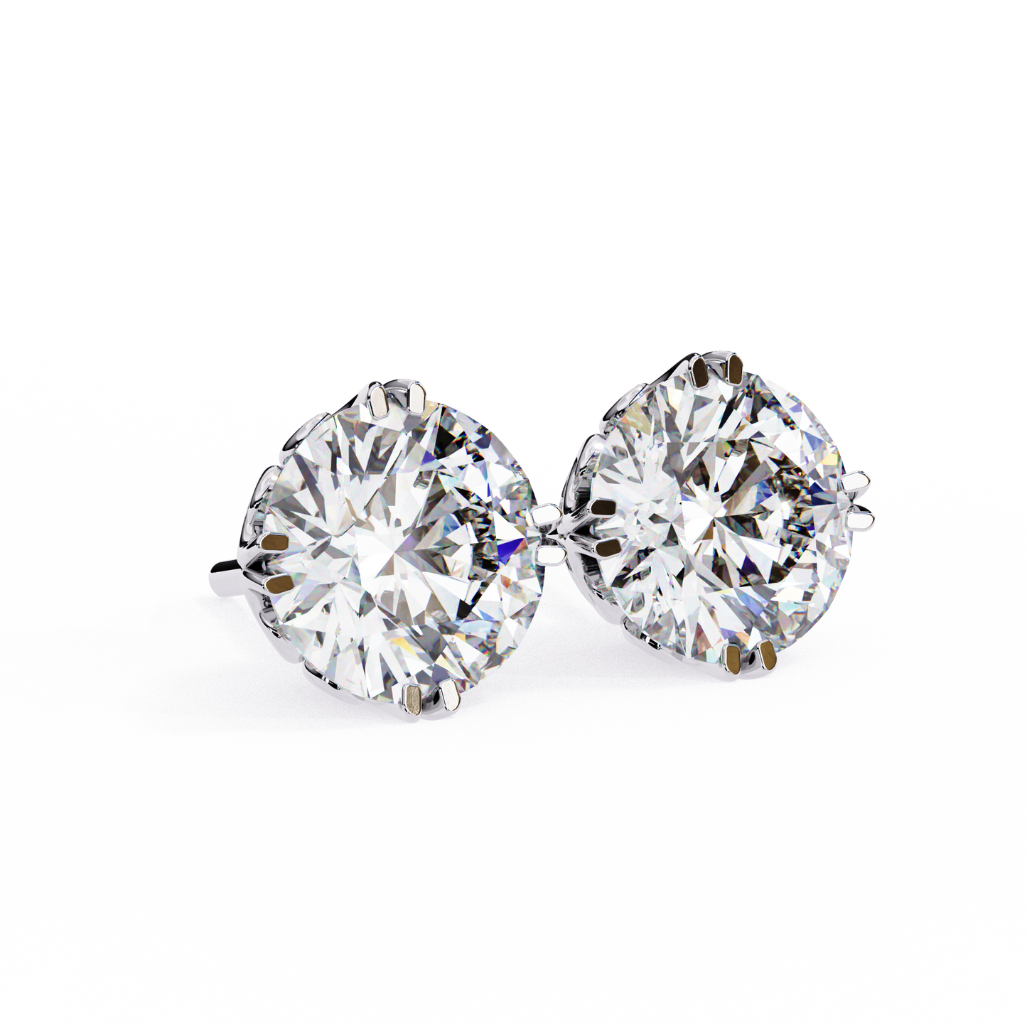 2.57ct Round Lab Diamond Studs – Signature Designer Prong Setting