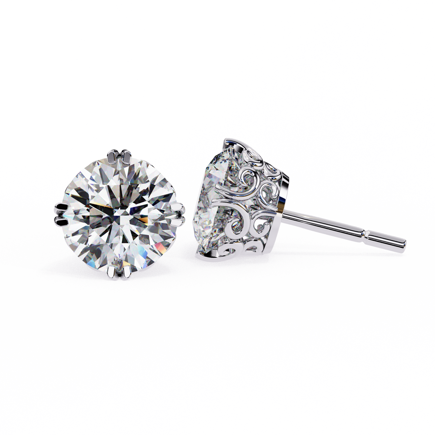 2.57ct Round Lab Diamond Studs – Signature Designer Prong Setting