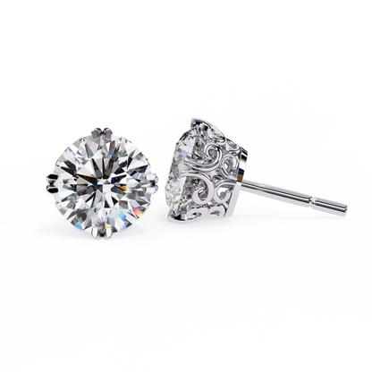 2.57ct Round Lab Diamond Studs – Signature Designer Prong Setting