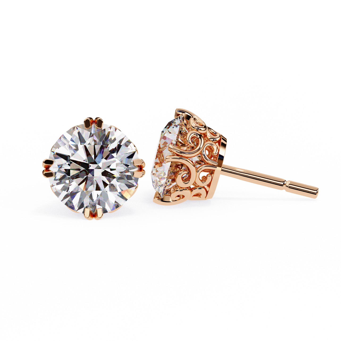 2.57ct Round Lab Diamond Studs – Signature Designer Prong Setting