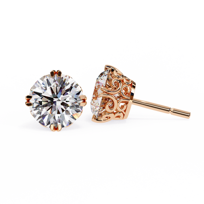 2.57ct Round Lab Diamond Studs – Signature Designer Prong Setting