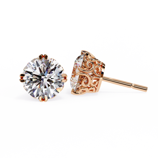 2.57ct Round Lab Diamond Studs – Signature Designer Prong Setting