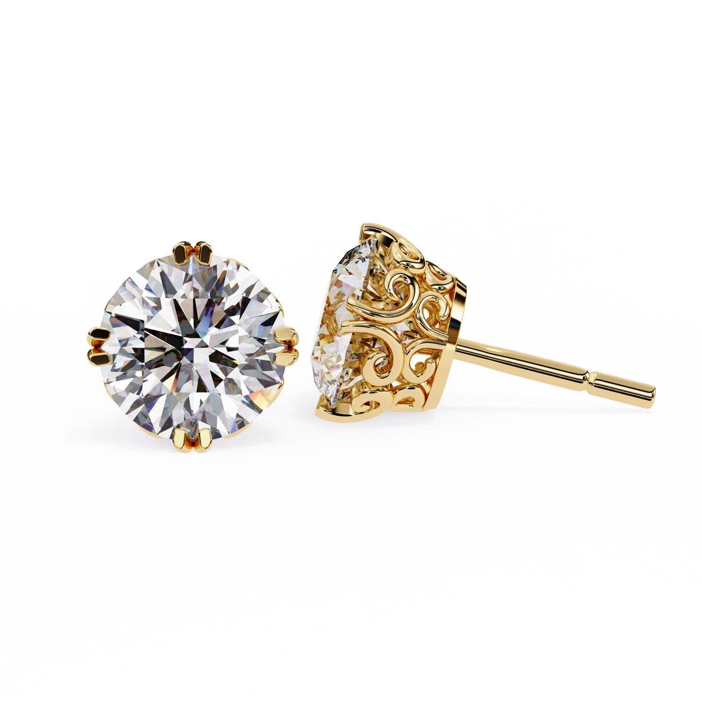 2.57ct Round Lab Diamond Studs – Signature Designer Prong Setting