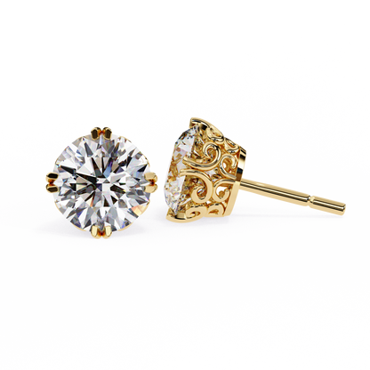2.57ct Round Lab Diamond Studs – Signature Designer Prong Setting
