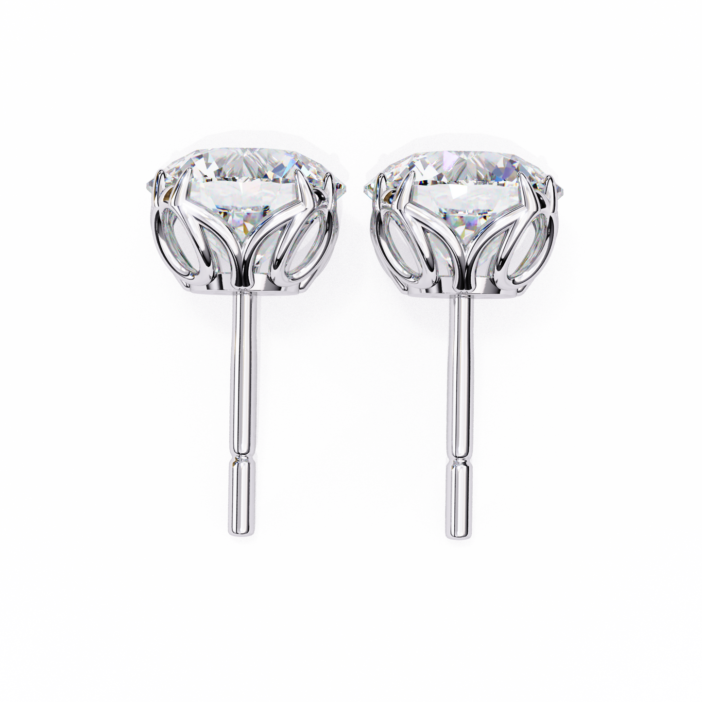 Modern 2.57ct Round Lab Diamond Studs – Signature Prong Design