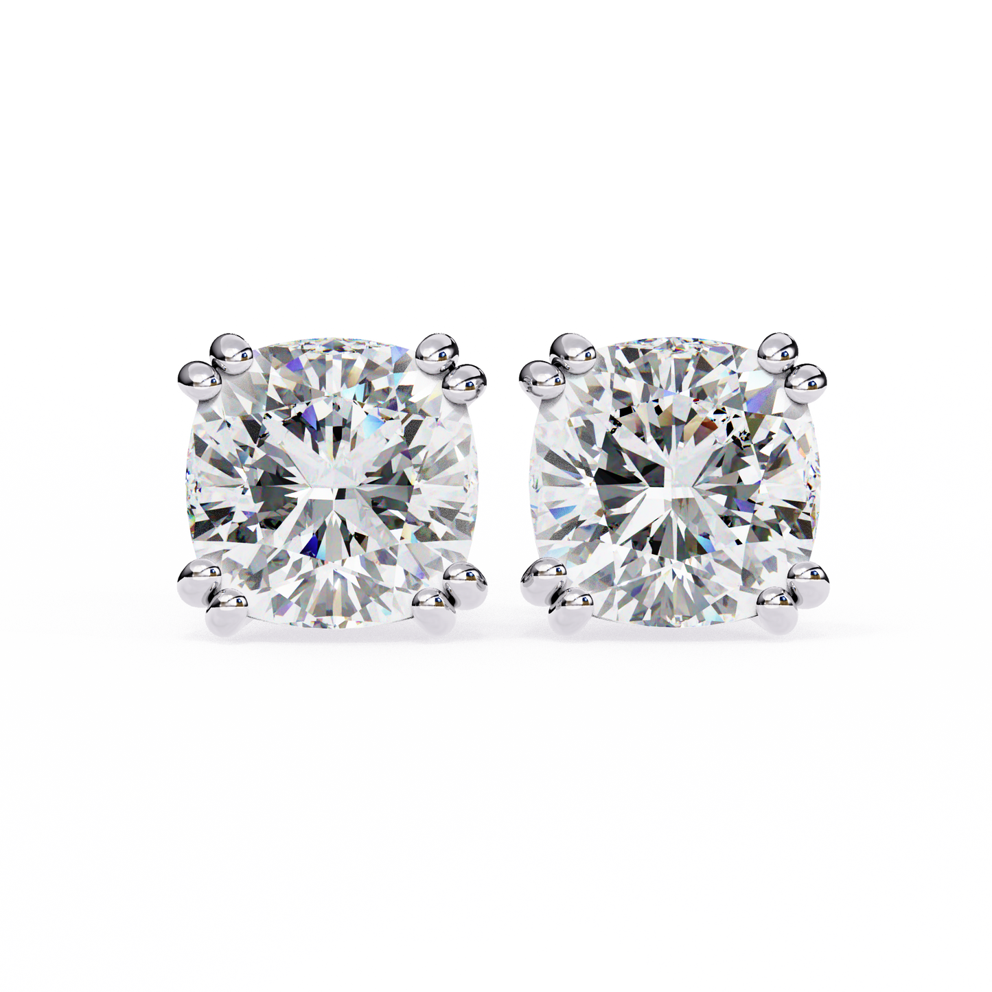 Timeless 2.24ct Cushion‑Cut Lab Diamond Stud Earrings – Romantic Pillow-Cut Elegance