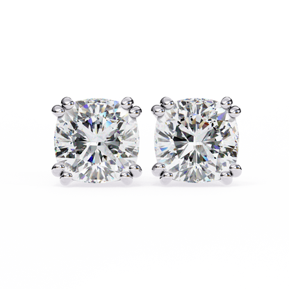 Timeless 2.24ct Cushion‑Cut Lab Diamond Stud Earrings – Romantic Pillow-Cut Elegance
