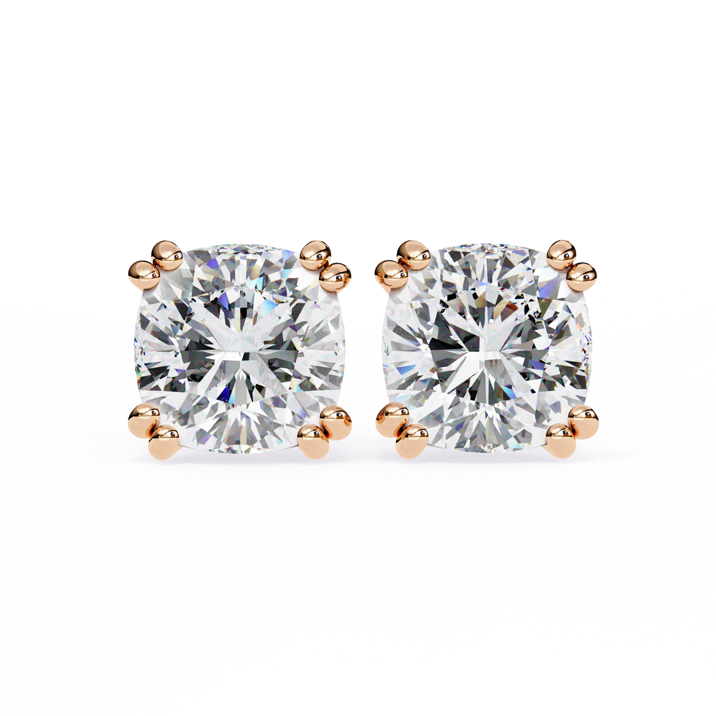 Timeless 2.24ct Cushion‑Cut Lab Diamond Stud Earrings – Romantic Pillow-Cut Elegance