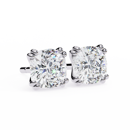 Timeless 2.24ct Cushion‑Cut Lab Diamond Stud Earrings – Romantic Pillow-Cut Elegance
