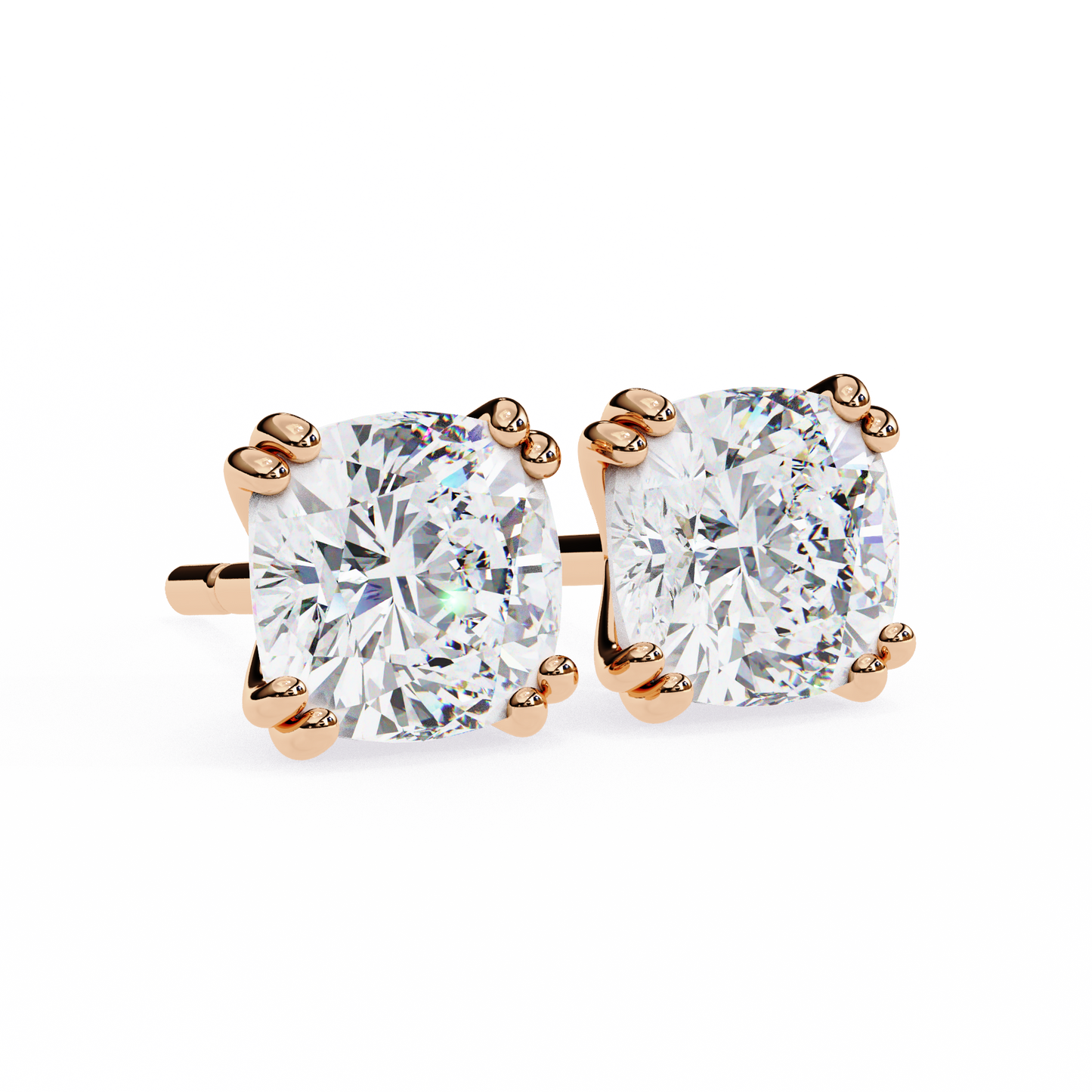 Timeless 2.24ct Cushion‑Cut Lab Diamond Stud Earrings – Romantic Pillow-Cut Elegance