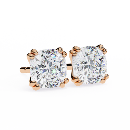 Timeless 2.24ct Cushion‑Cut Lab Diamond Stud Earrings – Romantic Pillow-Cut Elegance