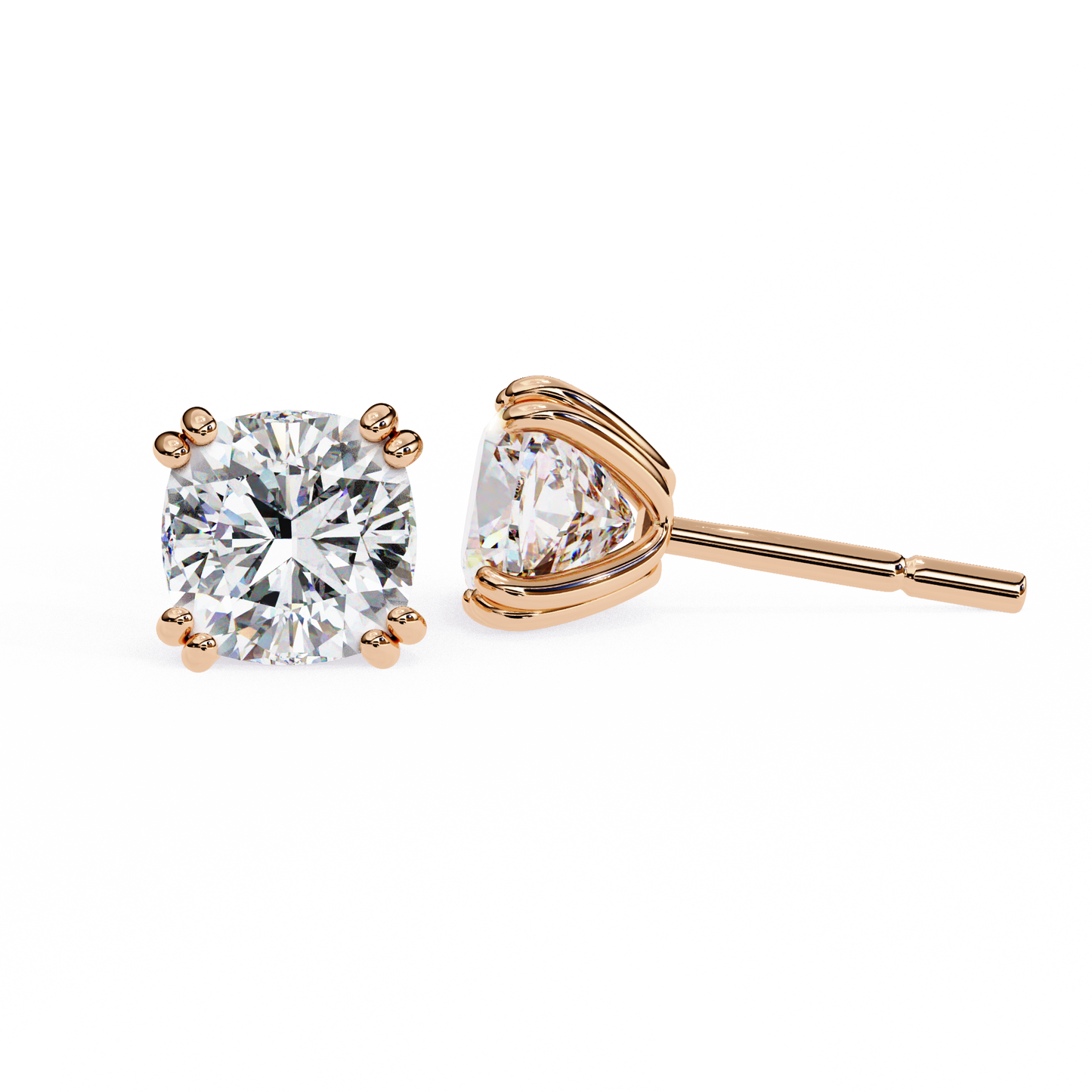 Timeless 2.24ct Cushion‑Cut Lab Diamond Stud Earrings – Romantic Pillow-Cut Elegance