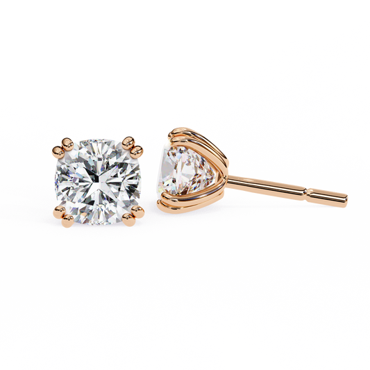 Timeless 2.24ct Cushion‑Cut Lab Diamond Stud Earrings – Romantic Pillow-Cut Elegance