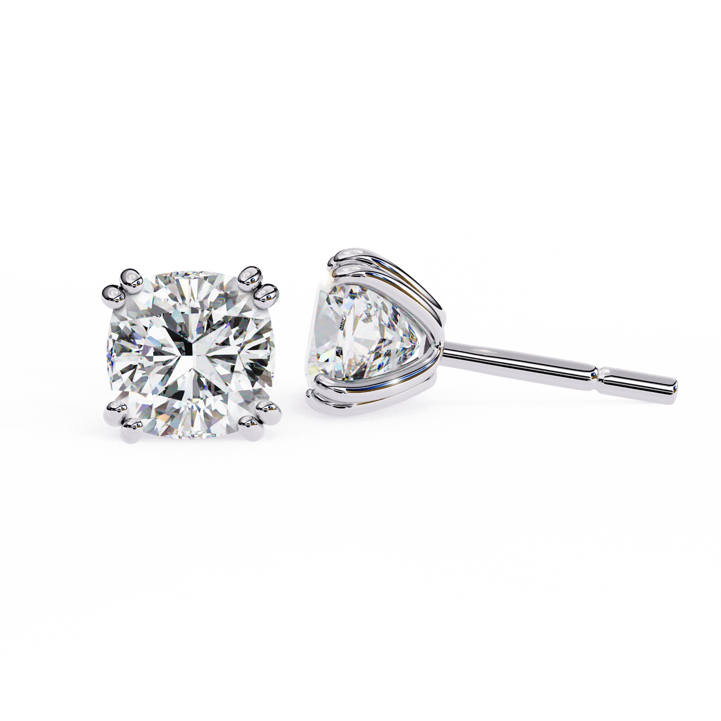 Timeless 2.24ct Cushion‑Cut Lab Diamond Stud Earrings – Romantic Pillow-Cut Elegance
