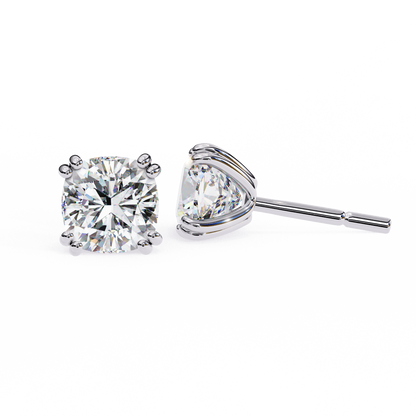 Timeless 2.24ct Cushion‑Cut Lab Diamond Stud Earrings – Romantic Pillow-Cut Elegance