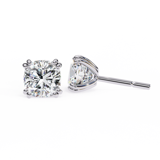 Timeless 2.24ct Cushion‑Cut Lab Diamond Stud Earrings – Romantic Pillow-Cut Elegance