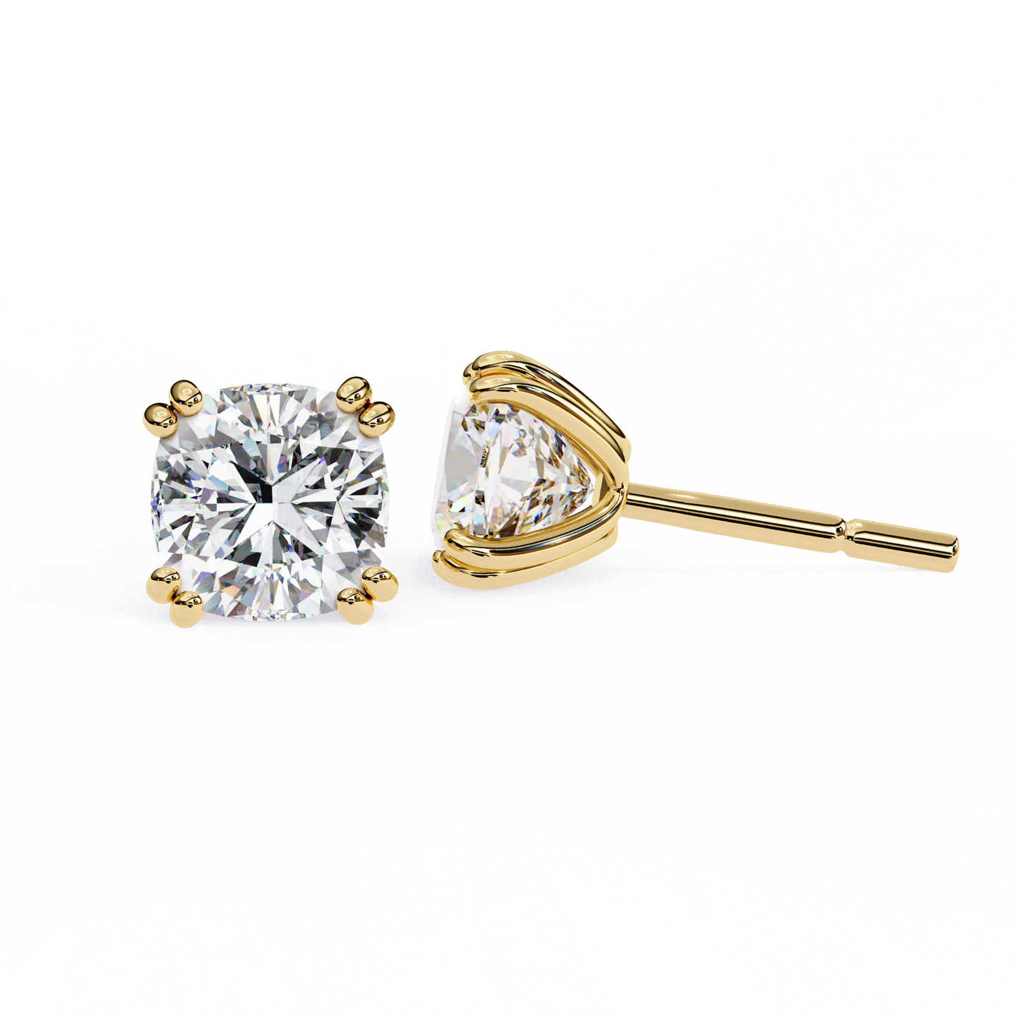Timeless 2.24ct Cushion‑Cut Lab Diamond Stud Earrings – Romantic Pillow-Cut Elegance