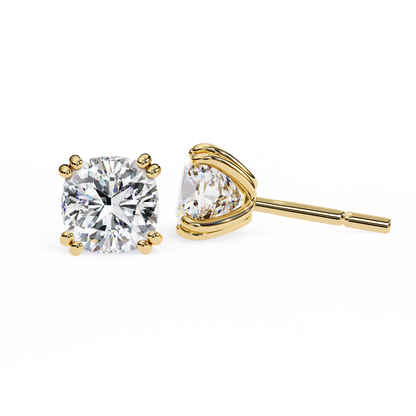 Timeless 2.24ct Cushion‑Cut Lab Diamond Stud Earrings – Romantic Pillow-Cut Elegance