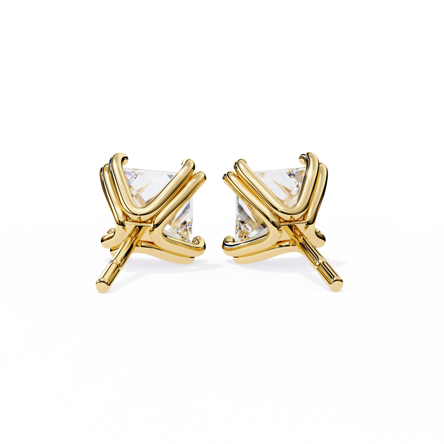 Luxury 3.04 ct Princess‑Cut Lab Diamond Stud Earrings – Guardian‑Back, Ethical Elegance
