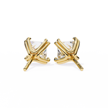 Luxury 3.04 ct Princess‑Cut Lab Diamond Stud Earrings – Guardian‑Back, Ethical Elegance