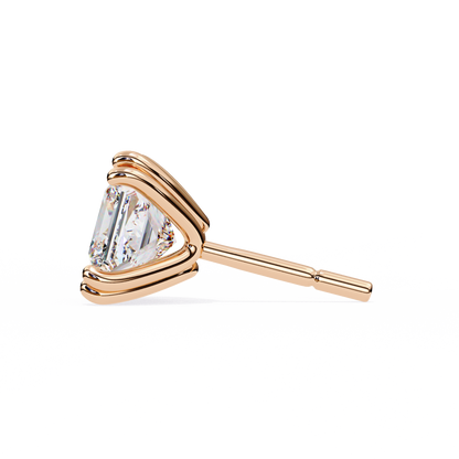 Luxury 3.04 ct Princess‑Cut Lab Diamond Stud Earrings – Guardian‑Back, Ethical Elegance