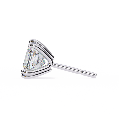 Luxury 3.04 ct Princess‑Cut Lab Diamond Stud Earrings – Guardian‑Back, Ethical Elegance